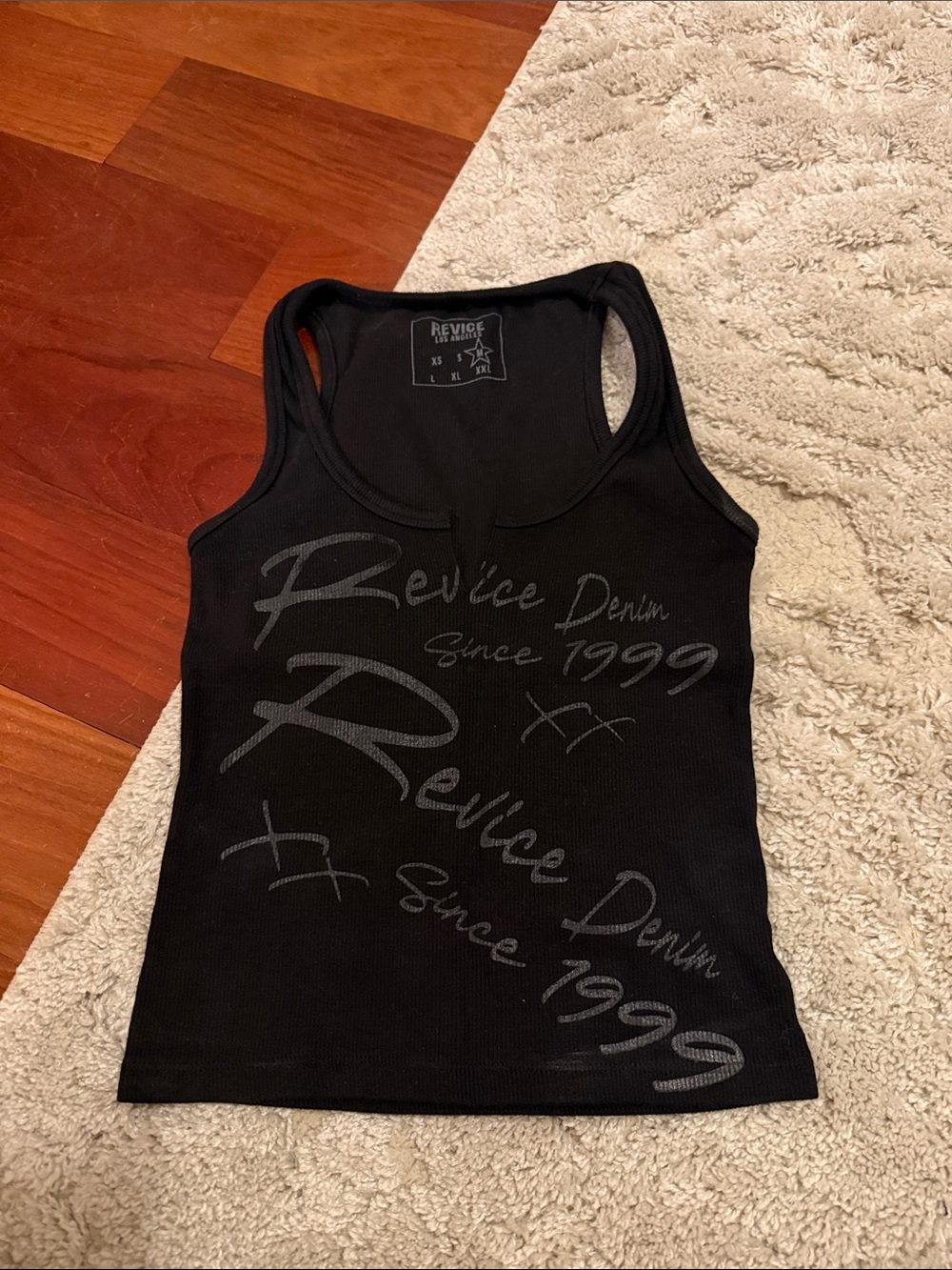 REVICE Black Graphic Rib Tank